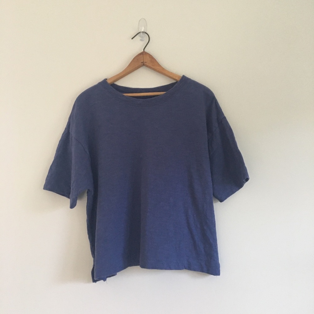 Lou & Grey | textured purple-blue 100% cotton short sleeve top